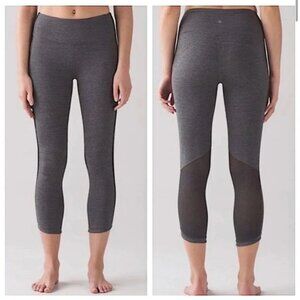 Lululemon Hit It Crop 21" Luxtreme Size 10 Leggings Mesh Side Heathered Black